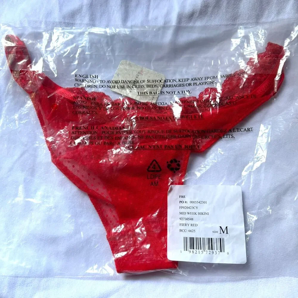 Intimately Free People NWT Midweek Longline Red Bra & Bottoms Set Size M